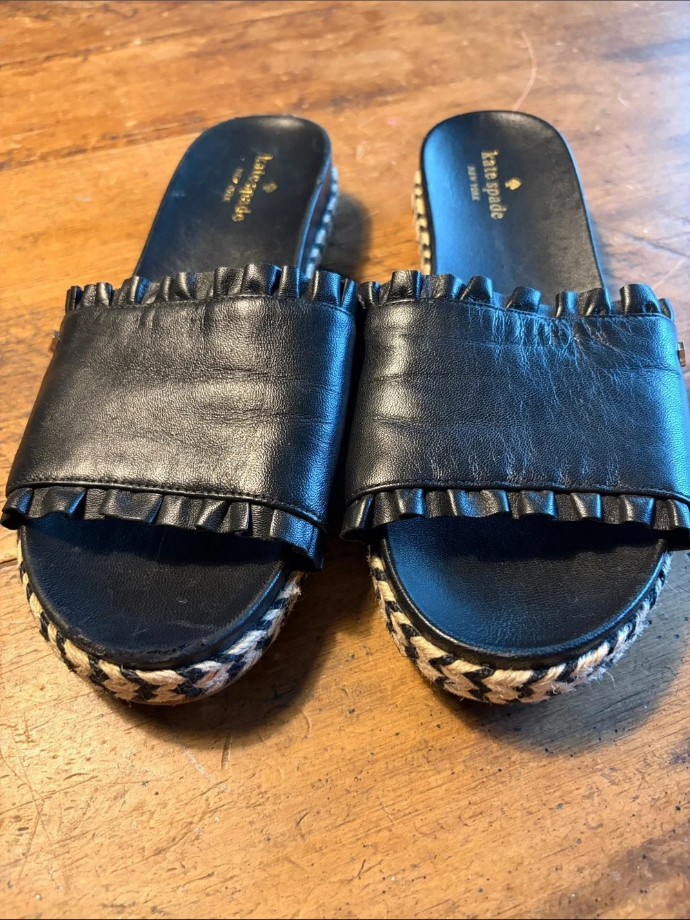 Kate Spade Zahara Leather Platform Espadrille Sandals Size 8.5